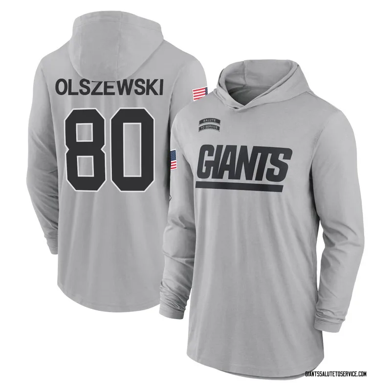 Youth Gunner Olszewski New York Giants Gray 2024 Salute to Service Lightweight Performance Long Sleeve Hooded T-Shirt