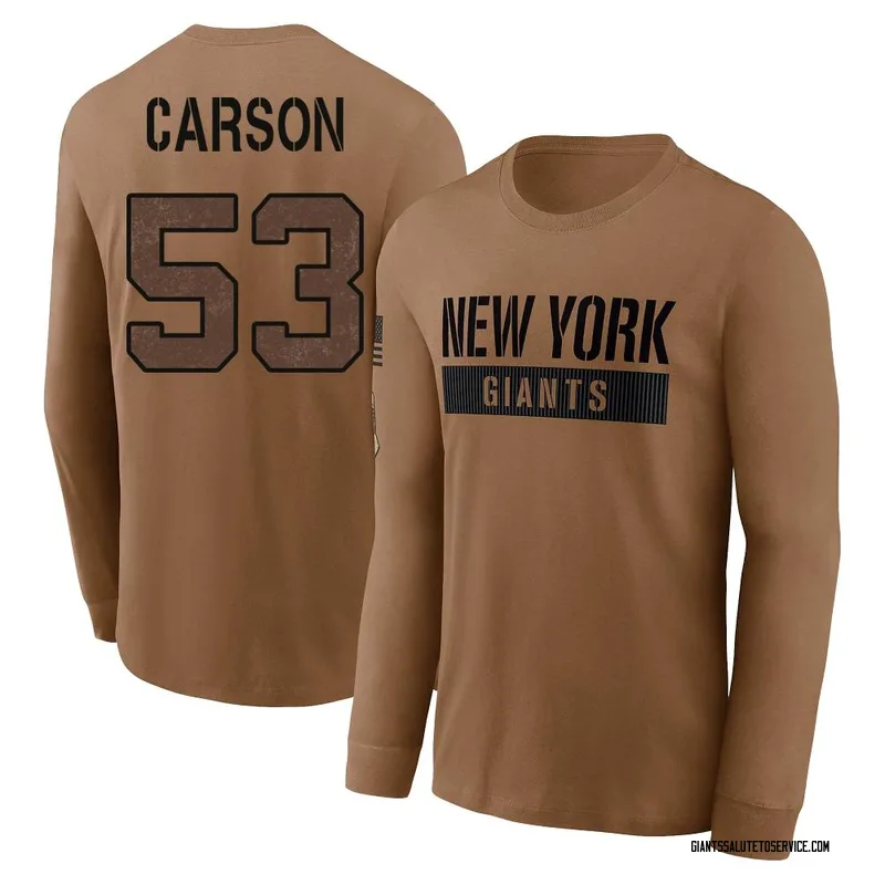 Youth Harry Carson New York Giants Brown 2023 Salute To Service Long Sleeve T-Shirt