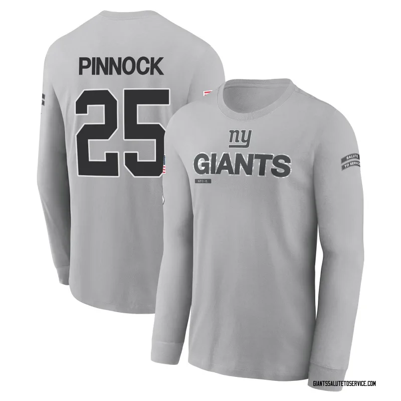 Youth Jason Pinnock New York Giants Gray 2024 Salute to Service Long Sleeve T-Shirt