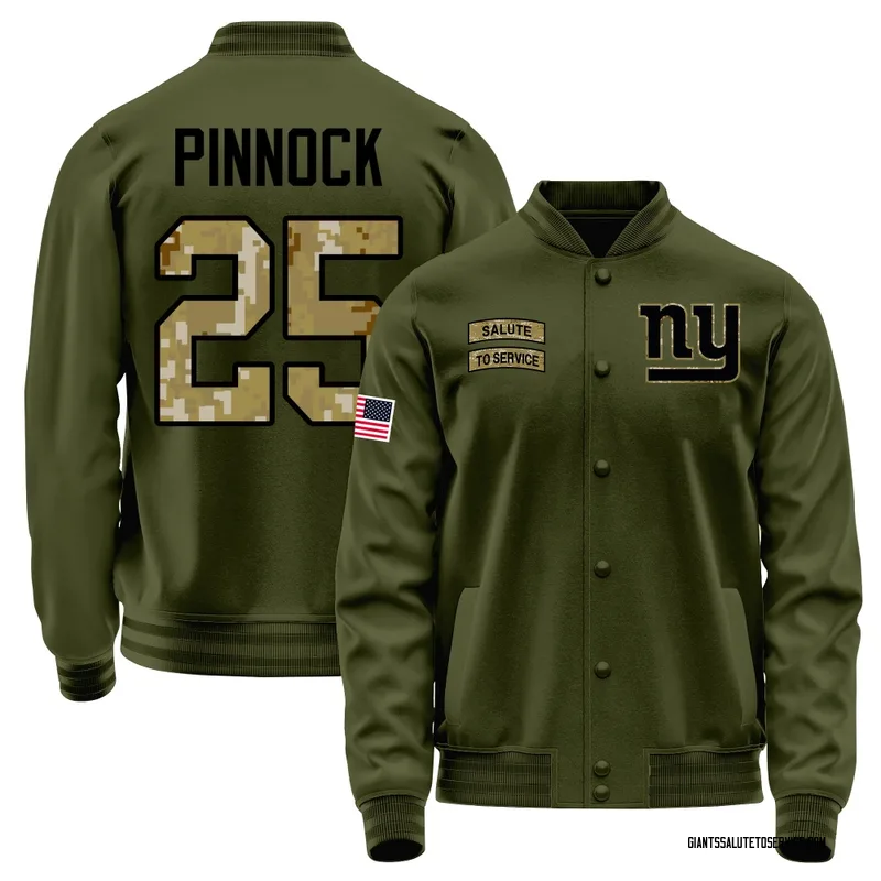 Youth Jason Pinnock New York Giants Olive Salute to Service Sideline Performance Jacket