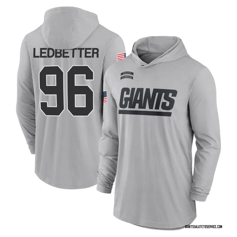 Youth Jeremiah Ledbetter New York Giants Gray 2024 Salute to Service Lightweight Performance Long Sleeve Hooded T-Shirt