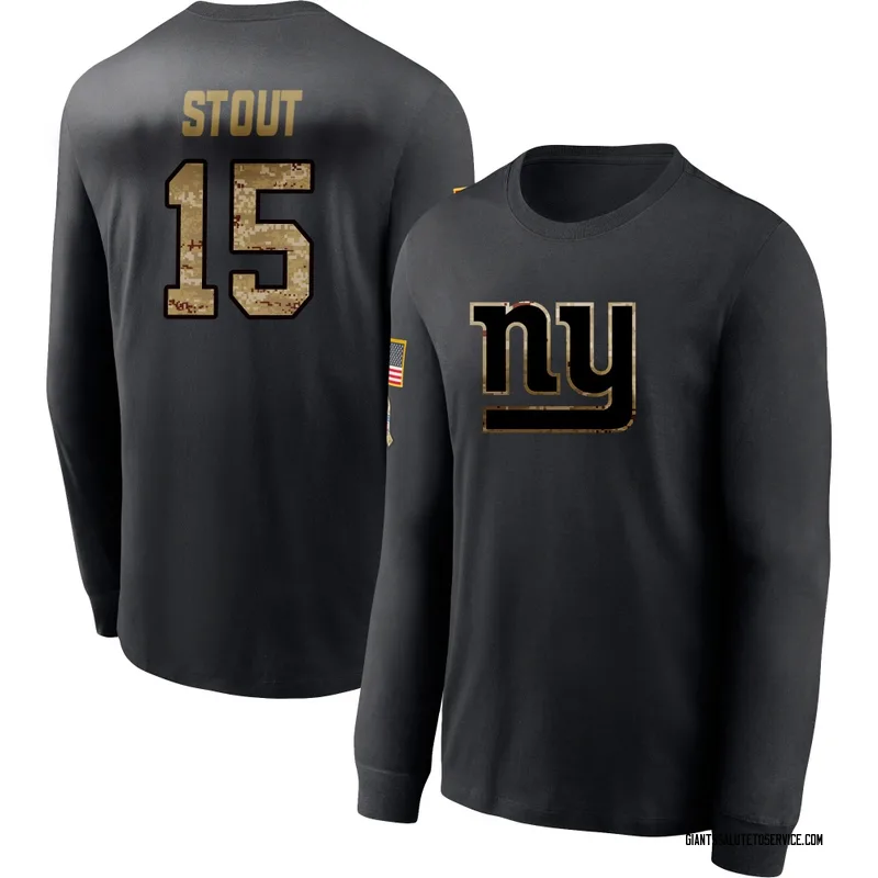 Youth Jordan Stout New York Giants Black 2020 Salute To Service Sideline Performance Long Sleeve T-Shirt