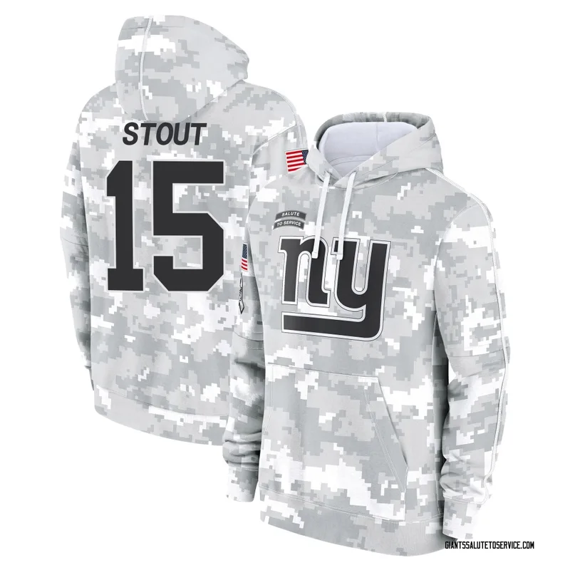 Youth Jordan Stout New York Giants Camo Arctic 2024 Salute to Service Club Fleece Pullover Hoodie