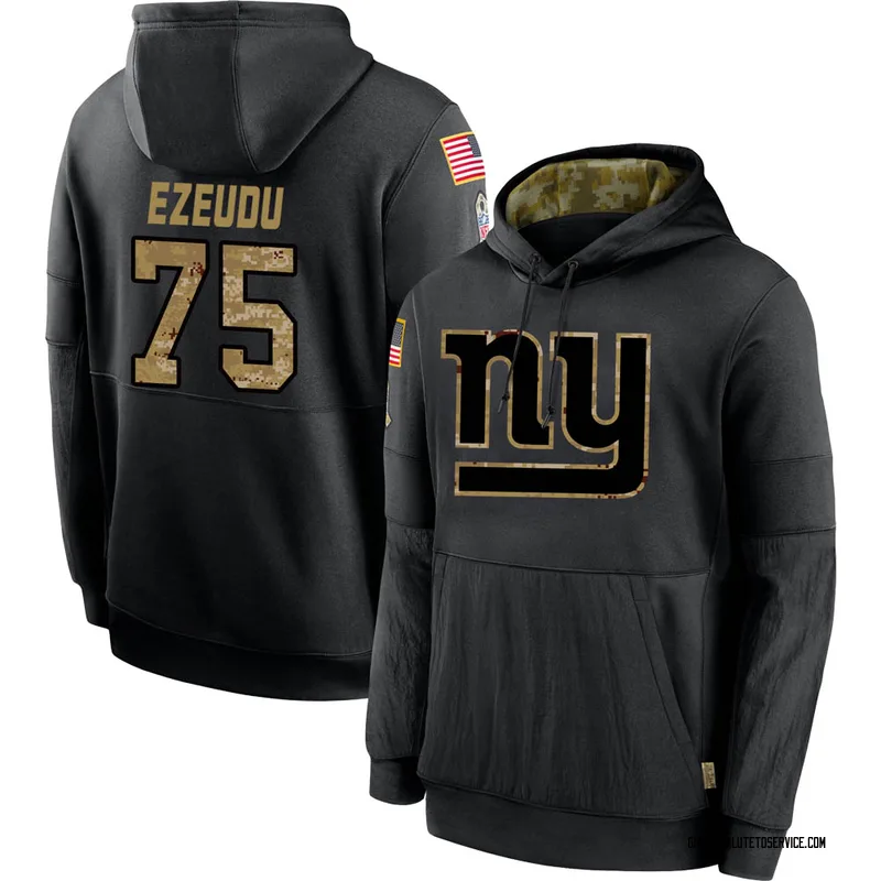 Youth Joshua Ezeudu New York Giants Black 2020 Salute to Service Sideline Performance Pullover Hoodie