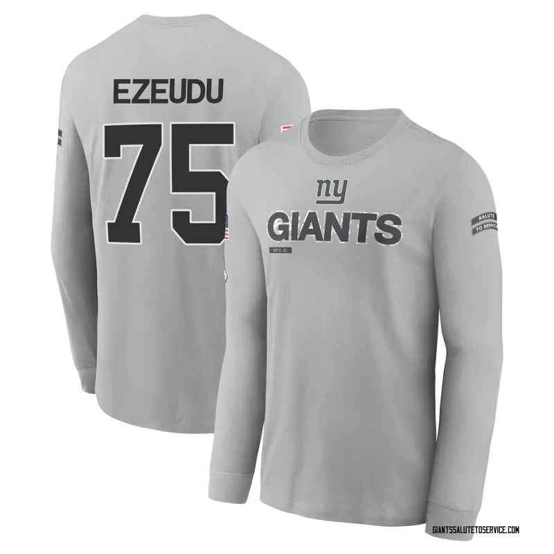 Youth Joshua Ezeudu New York Giants Gray 2024 Salute to Service Long Sleeve T-Shirt
