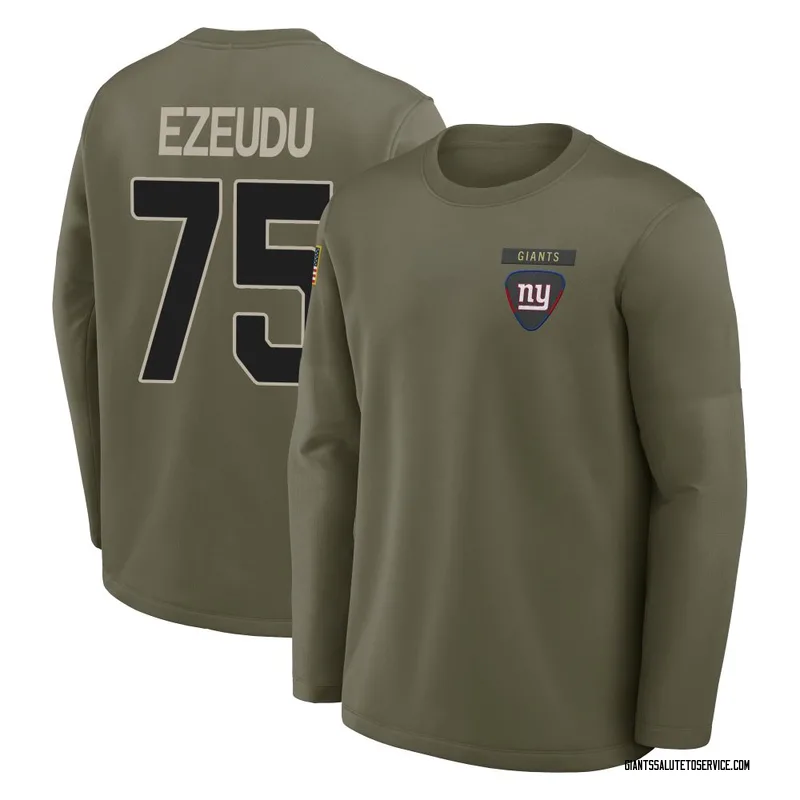 Youth Joshua Ezeudu New York Giants Olive 2025 Salute to Service Sideline Coaches Long Sleeve T-Shirt