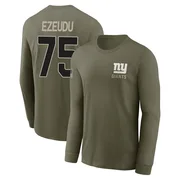 Youth Joshua Ezeudu New York Giants Olive 2025 Salute to Service Sideline Long Sleeve T-Shirt