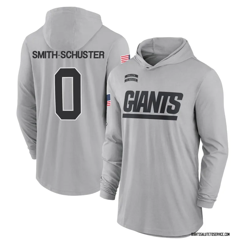 Youth JuJu Smith-Schuster New York Giants Gray 2024 Salute to Service Lightweight Performance Long Sleeve Hooded T-Shirt