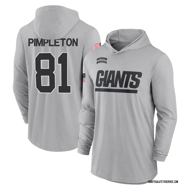 Youth Kalil Pimpleton New York Giants Gray 2024 Salute to Service Lightweight Performance Long Sleeve Hooded T-Shirt