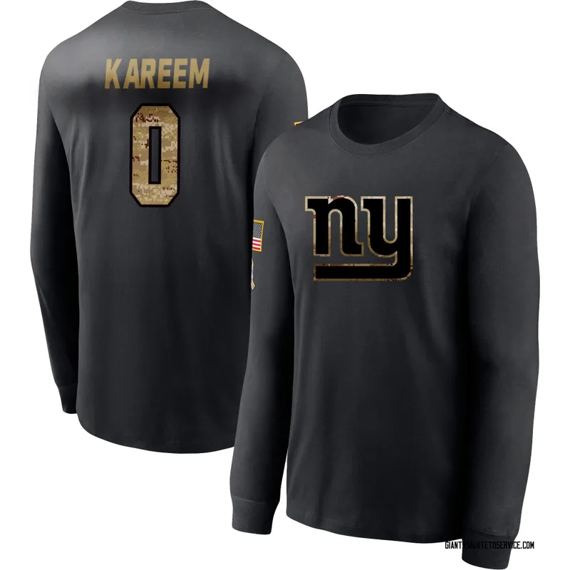 Youth Khalid Kareem New York Giants Black 2020 Salute To Service Sideline Performance Long Sleeve T-Shirt