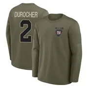 Youth Leo Durocher New York Giants Olive 2025 Salute to Service Sideline Coaches Long Sleeve T-Shirt
