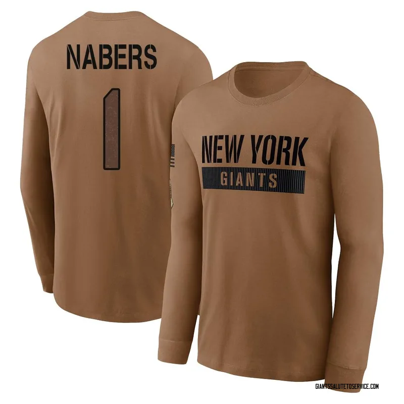 Youth Malik Nabers New York Giants Brown 2023 Salute To Service Long Sleeve T-Shirt