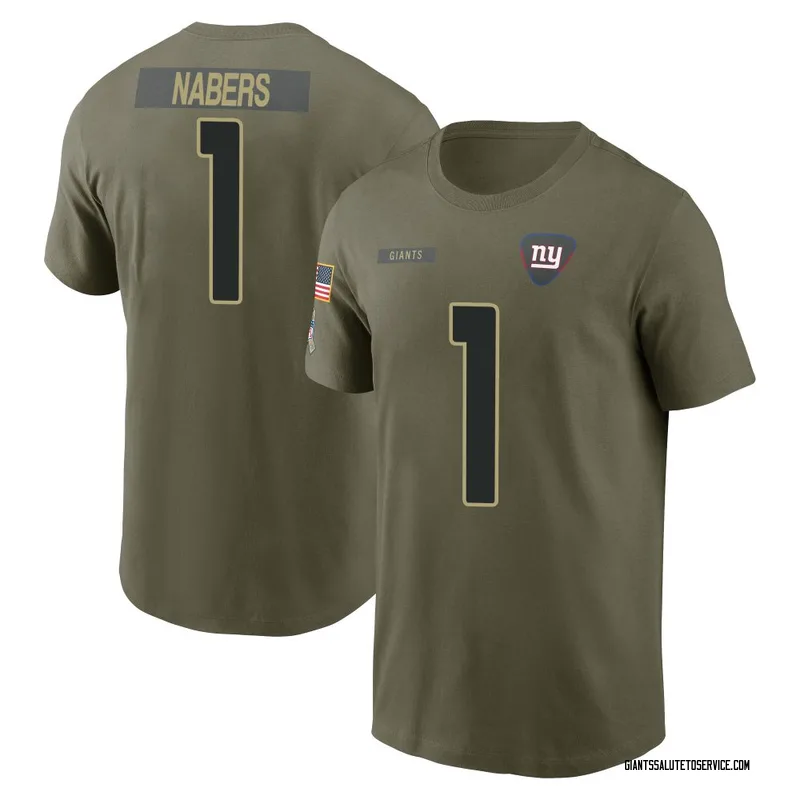 Youth Malik Nabers New York Giants Olive 2025 Salute to Service Name & Number T-Shirt