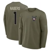 Youth Malik Nabers New York Giants Olive 2025 Salute to Service Sideline Coaches Long Sleeve T-Shirt