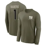 Youth Malik Nabers New York Giants Olive 2025 Salute to Service Sideline Long Sleeve T-Shirt