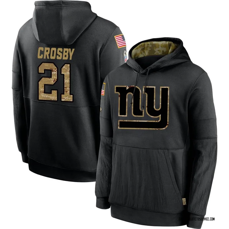 Youth Mason Crosby New York Giants Black 2020 Salute to Service Sideline Performance Pullover Hoodie
