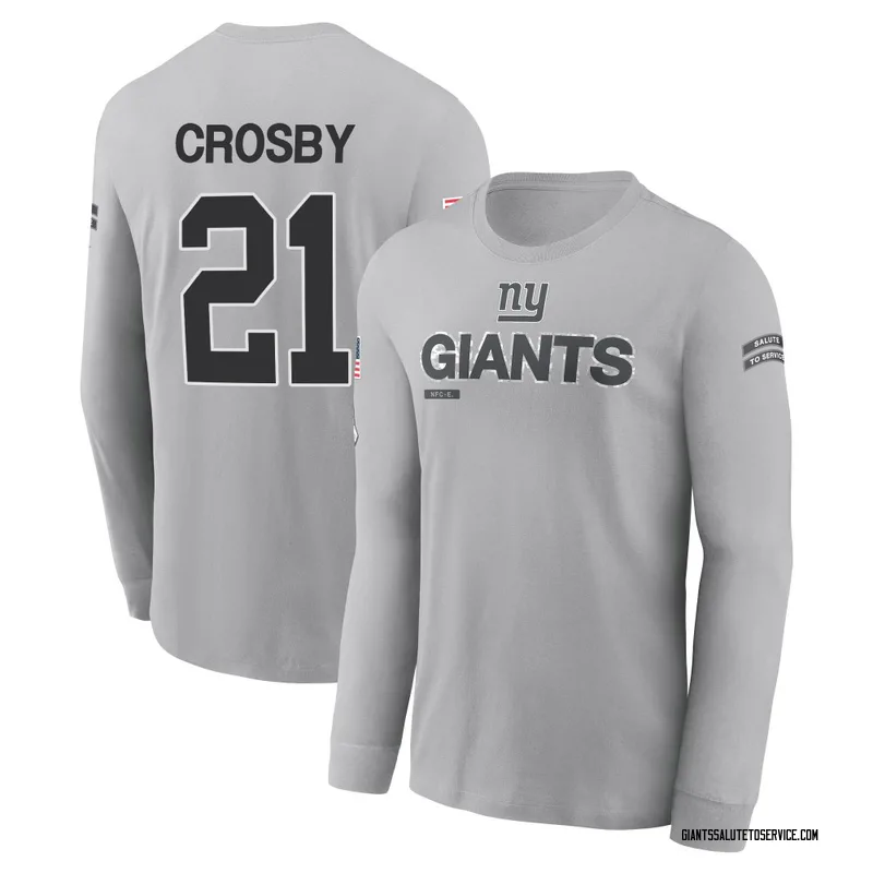 Youth Mason Crosby New York Giants Gray 2024 Salute to Service Long Sleeve T-Shirt
