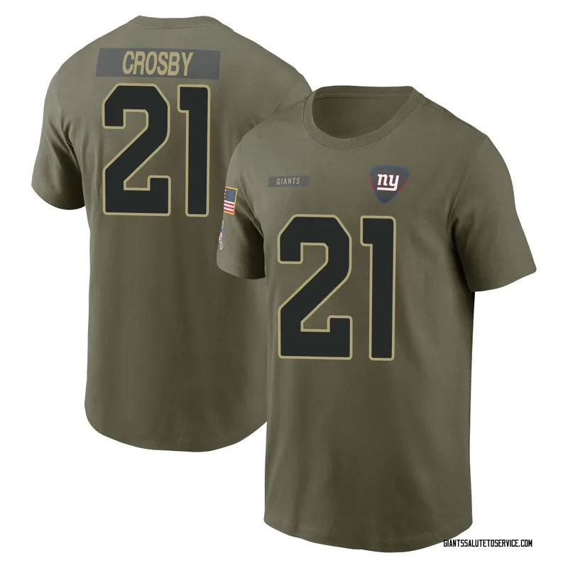 Youth Mason Crosby New York Giants Olive 2025 Salute to Service Name & Number T-Shirt