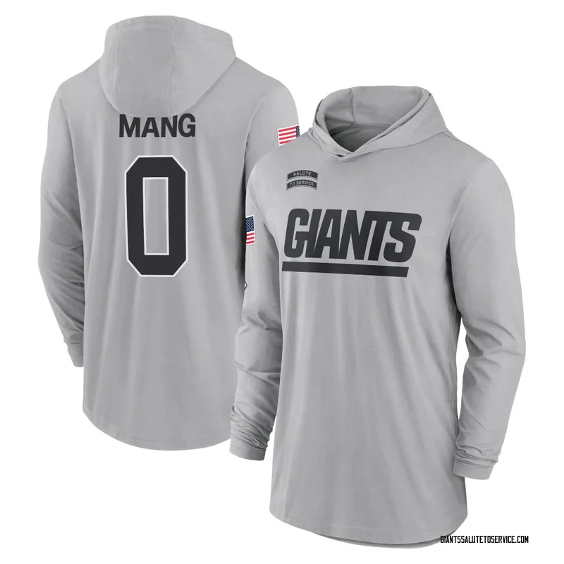 Youth Maximilian Mang New York Giants Gray 2024 Salute to Service Lightweight Performance Long Sleeve Hooded T-Shirt