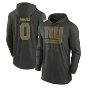 Youth Maximilian Mang New York Giants Green Forest/ 2025 Salute to Service Sideline Lightweight Hooded Pullover Long Sleeve T-Sh