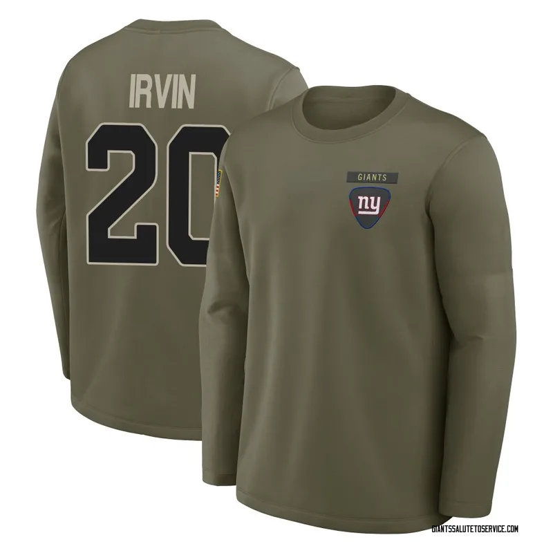 Youth Monte Irvin New York Giants Olive 2025 Salute to Service Sideline Coaches Long Sleeve T-Shirt