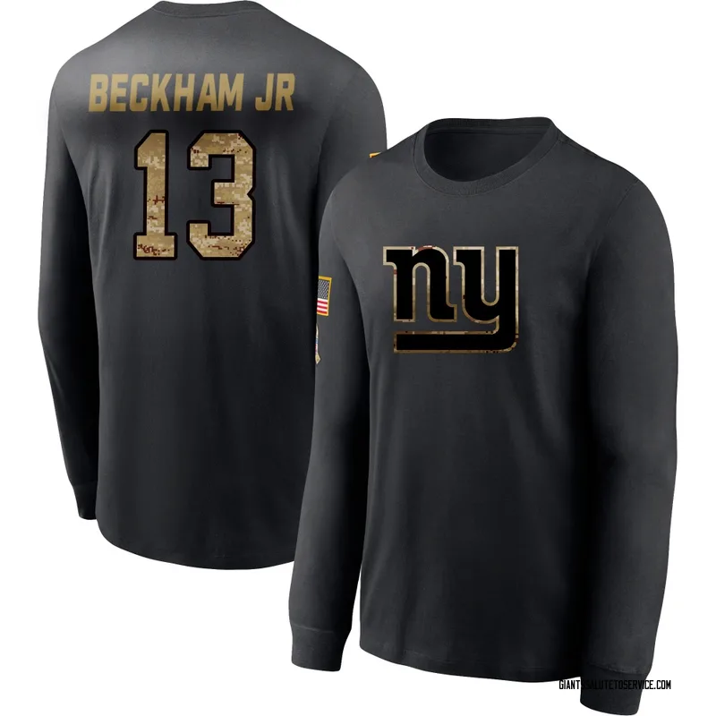 Youth Odell Beckham Jr. New York Giants Black 2020 Salute To Service Sideline Performance Long Sleeve T-Shirt