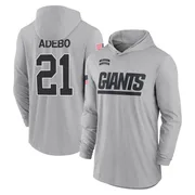 Youth Paulson Adebo New York Giants Gray 2024 Salute to Service Lightweight Performance Long Sleeve Hooded T-Shirt