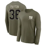 Youth Rico Payton New York Giants Olive 2025 Salute to Service Sideline Long Sleeve T-Shirt