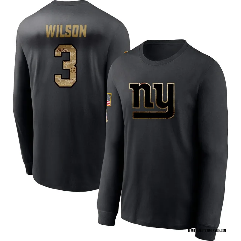 Youth Russell Wilson New York Giants Black 2020 Salute To Service Sideline Performance Long Sleeve T-Shirt