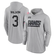 Youth Russell Wilson New York Giants Gray 2024 Salute to Service Lightweight Performance Long Sleeve Hooded T-Shirt