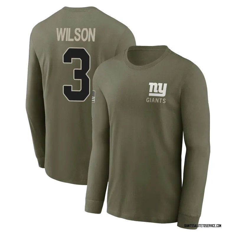Youth Russell Wilson New York Giants Olive 2025 Salute to Service Sideline Long Sleeve T-Shirt