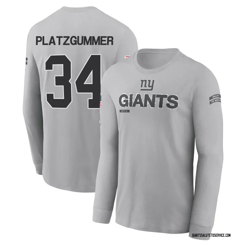 Youth Sandro Platzgummer New York Giants Gray 2024 Salute to Service Long Sleeve T-Shirt