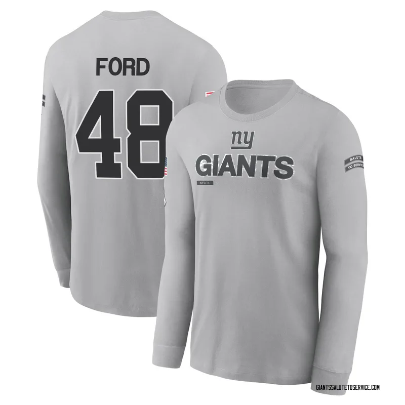 Youth Trace Ford New York Giants Gray 2024 Salute to Service Long Sleeve T-Shirt