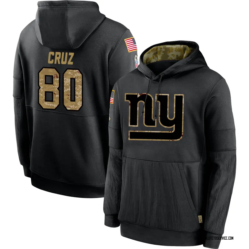 Youth Victor Cruz New York Giants Black 2020 Salute to Service Sideline Performance Pullover Hoodie