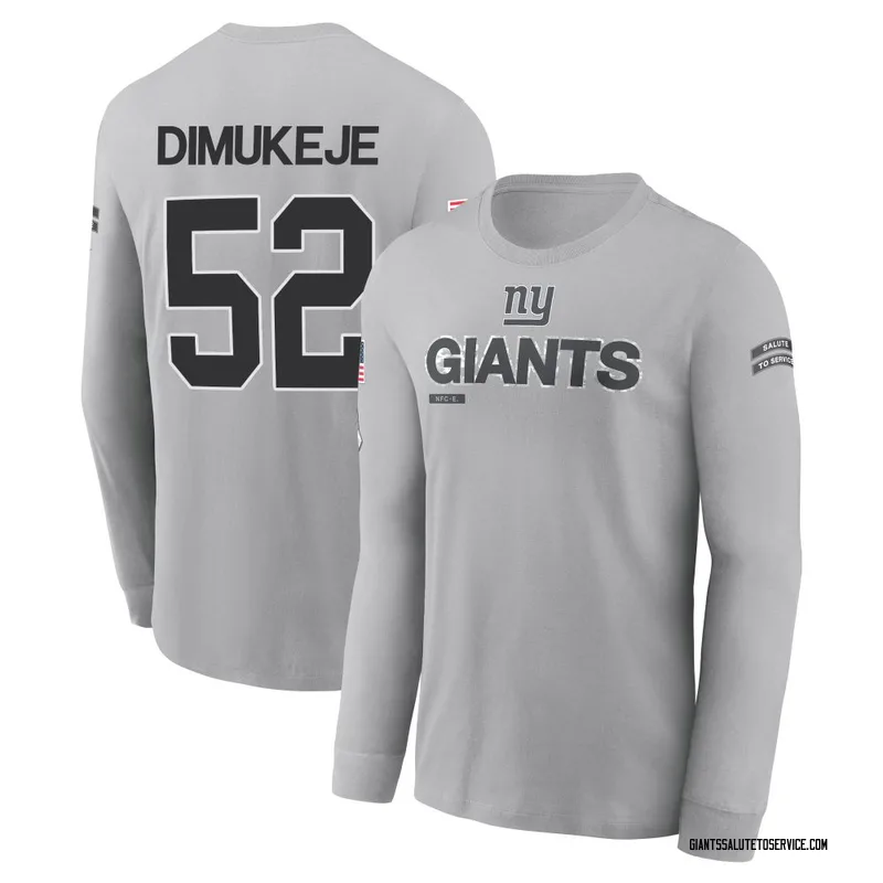 Youth Victor Dimukeje New York Giants Gray 2024 Salute to Service Long Sleeve T-Shirt
