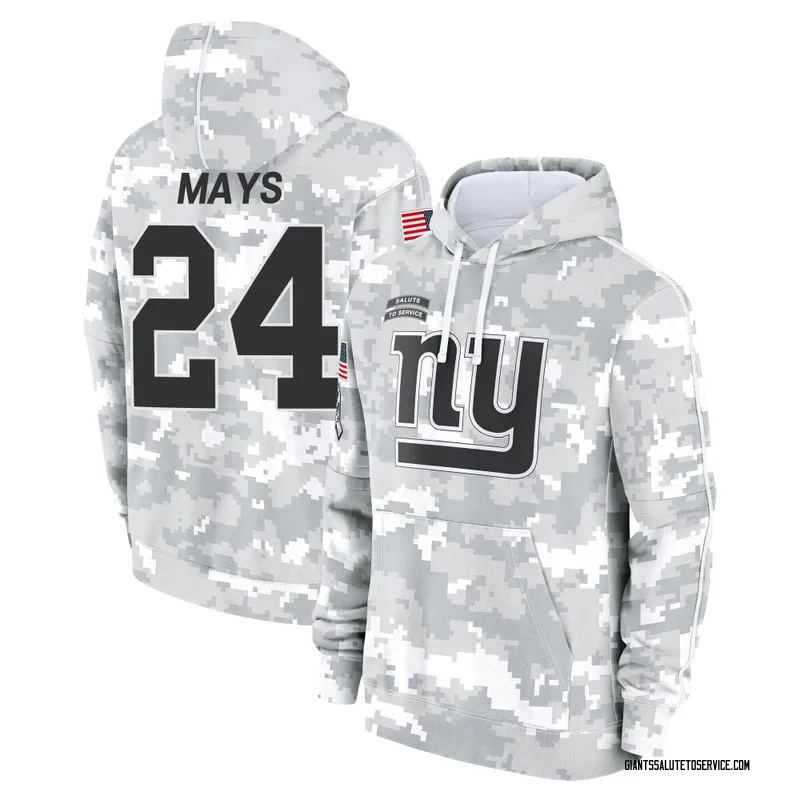 Youth Willie Mays New York Giants Camo Arctic 2024 Salute to Service Club Fleece Pullover Hoodie