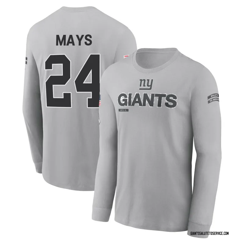 Youth Willie Mays New York Giants Gray 2024 Salute to Service Long Sleeve T-Shirt