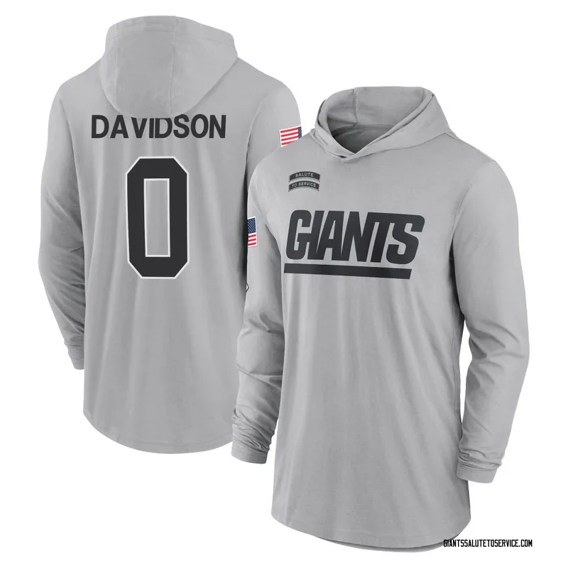 Youth Zach Davidson New York Giants Gray 2024 Salute to Service Lightweight Performance Long Sleeve Hooded T-Shirt
